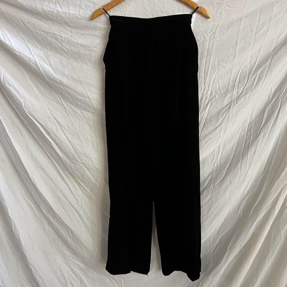 1990s Chanel 1998 Autumn black silk velvet high waisted pants 98A size 36 xs